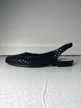 Trotters Black Woven Sling Back Flats Size 9N